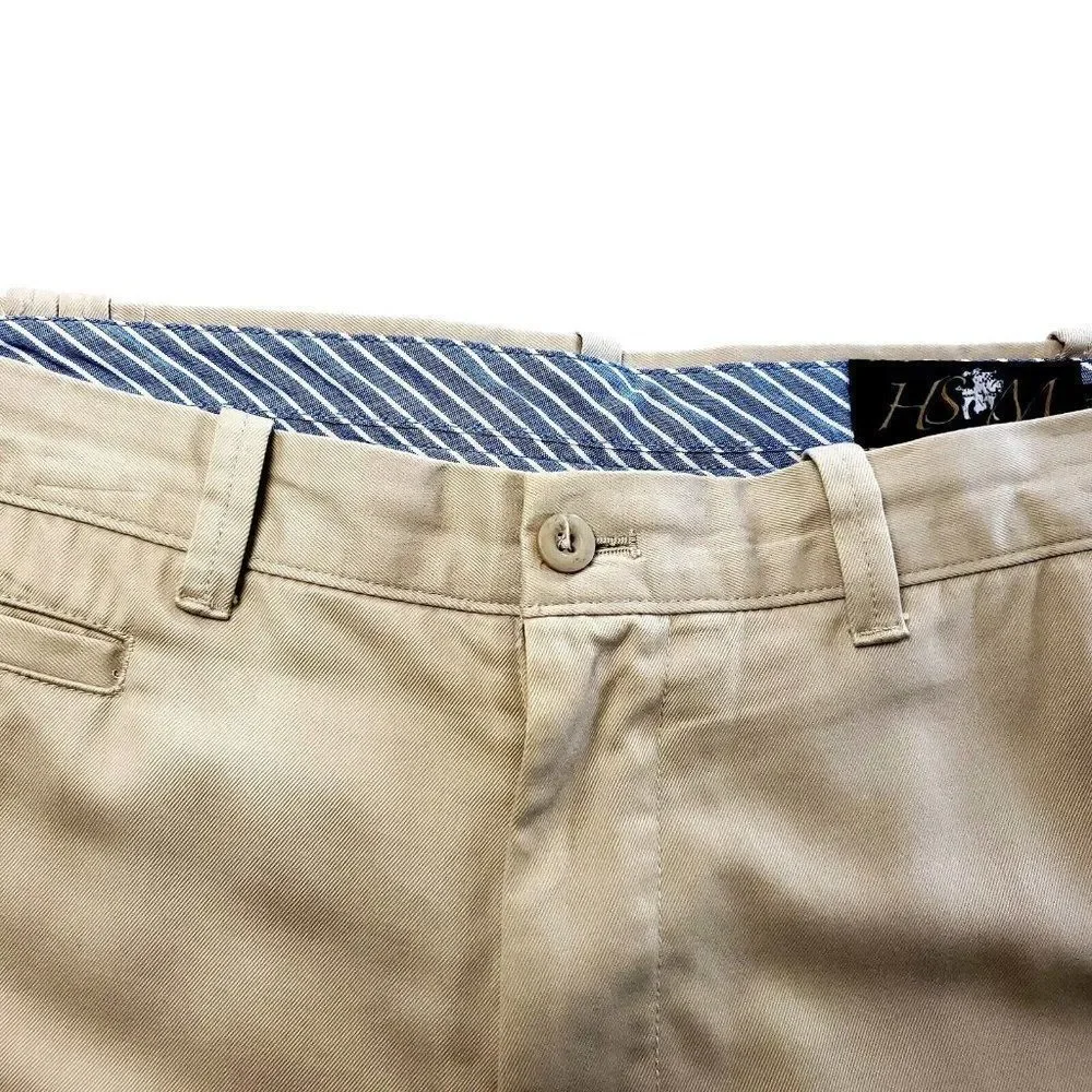 Hart Schaffner Marx Cotton Chino Pants 36/30‎ Tan Flat Front Mid Rise